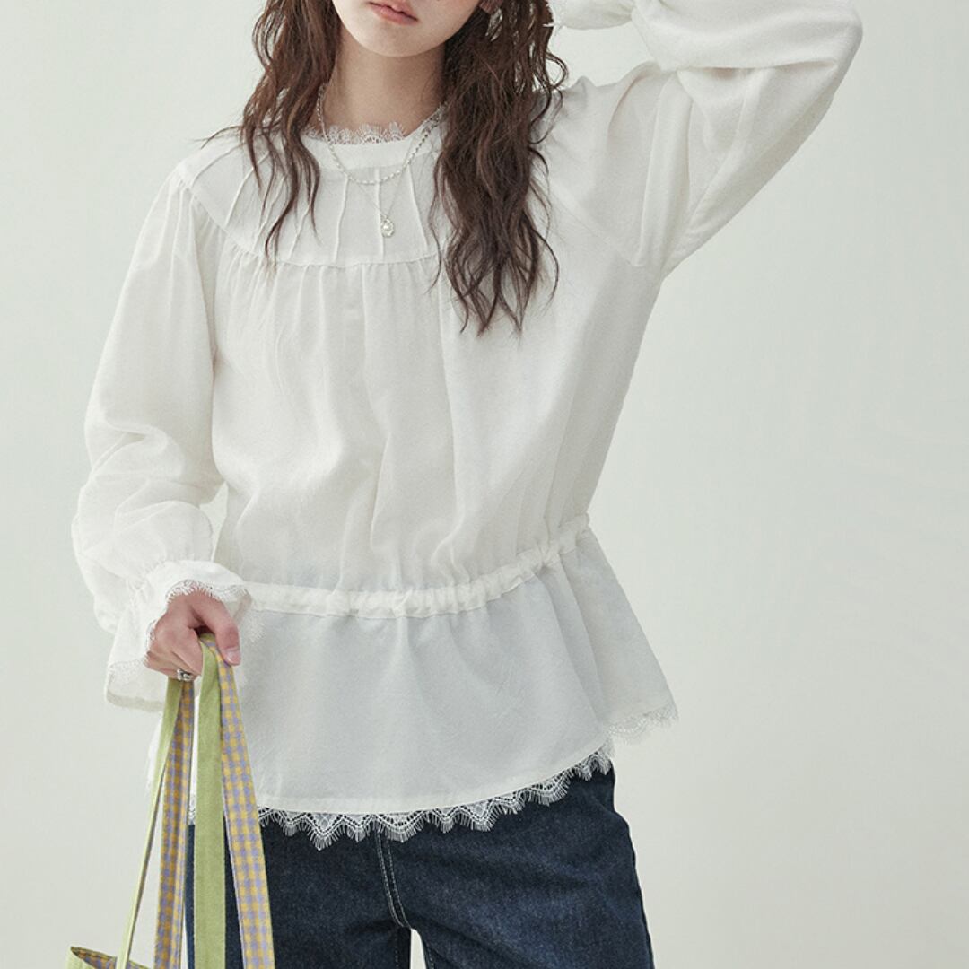 design white lace aging cut shirt