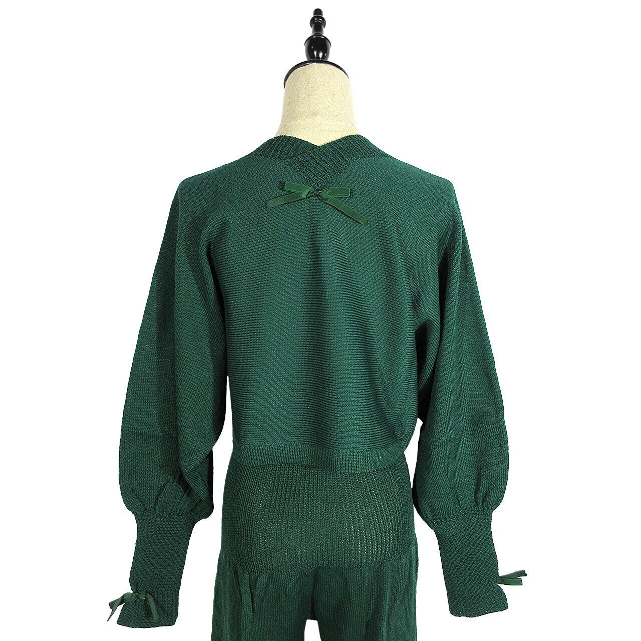 625 dark green ribbon tops / ダークグリーン リボン トップス