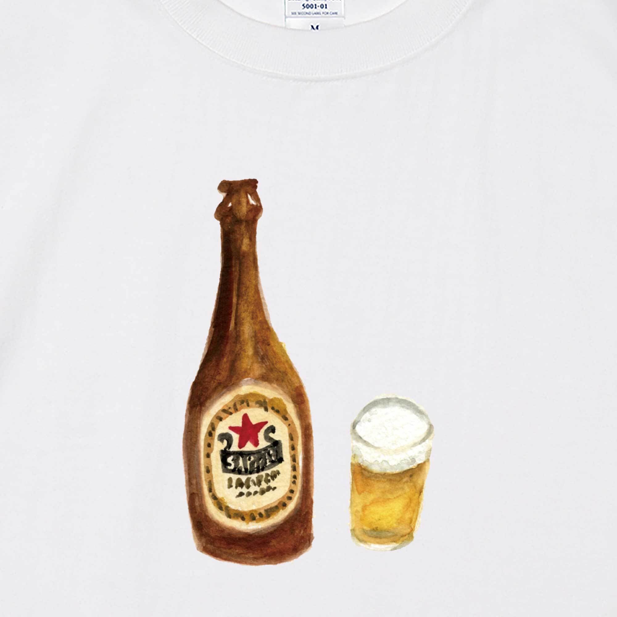 瓶ビール / Tシャツ / あべみちこ /  -WHITE-