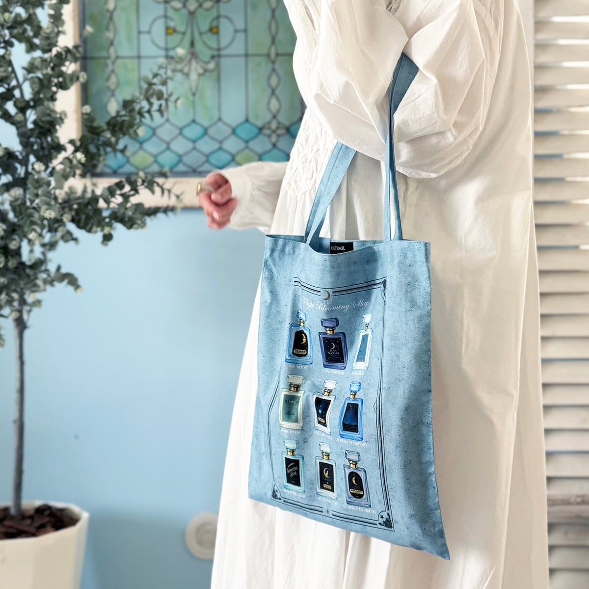 星空香水瓶 標本柄 トートバッグ | LALA CloveR.幻想的雑貨屋 - 星と