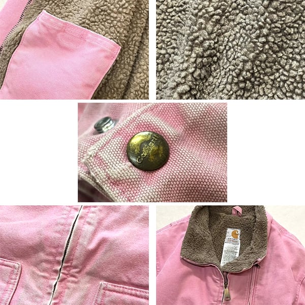1点物◇カーハートCarharttピンク裏ボアジャケット古着レディーズML