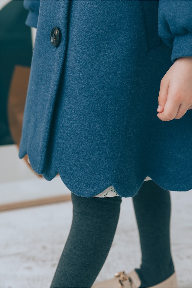 【120~140size】ヘムスカラップコート〈Blue〉