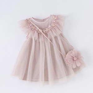 【80-140cm】Dave & Bella お花のポシェット付きフリルワンピース【050404】