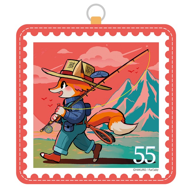 スタンプアニマル Fishing Fox by HAKURO ハンドタオル