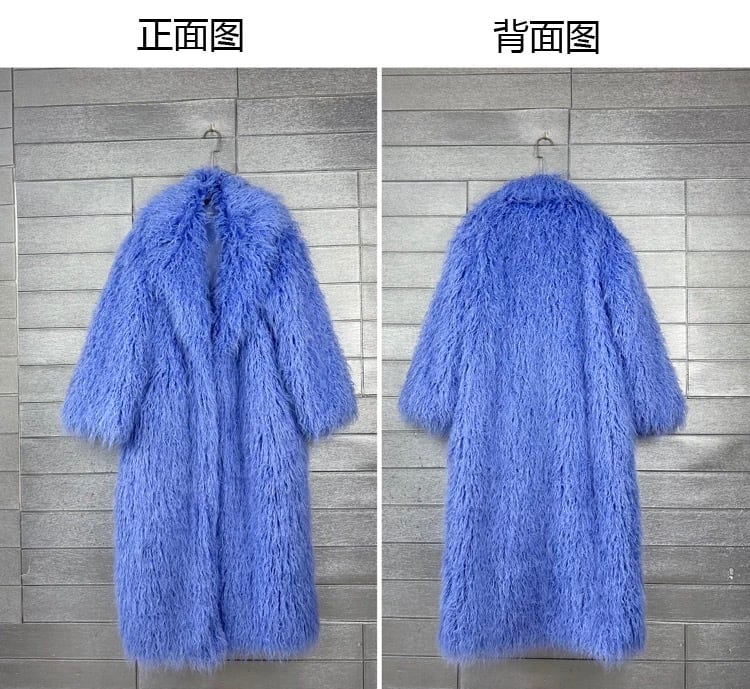 オレンジ 水色 ロング ファー コート | LOVEYsmileSHOP