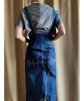 gold paint design remake denim skirt-4194-6