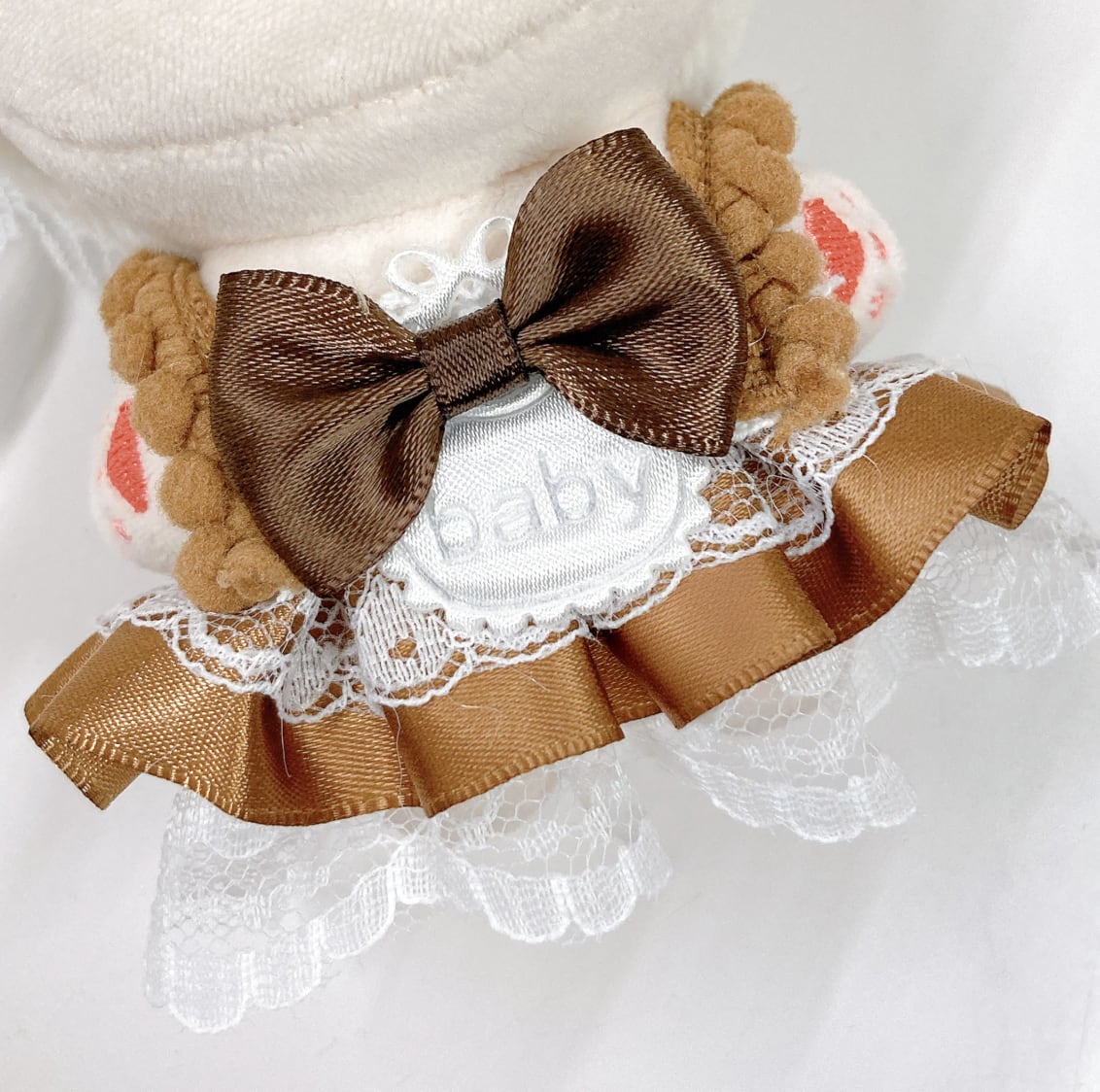 ぱ ぬい服 フリルドレス ヘッドドレスセット 3点 セミオーダー ふわふわ耳付きヘッドドレス&フリルドレスセット 10cm用 TGMC-1292