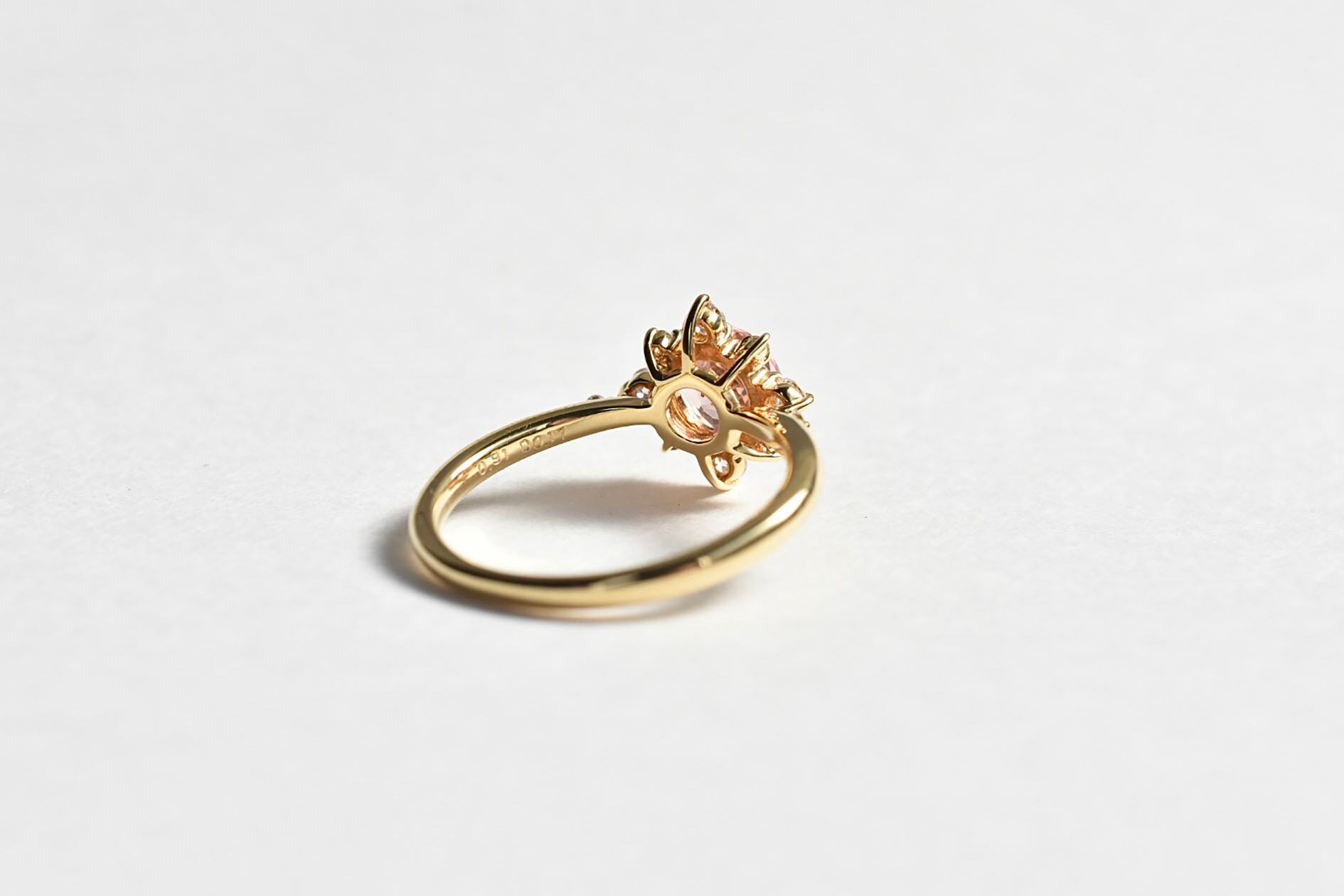 マラヤガーネット リング 0.91ct / K18YG | Merak jewelry shop マラヤガーネット リング 0.91ct / K18YG | Merak jewelry shop