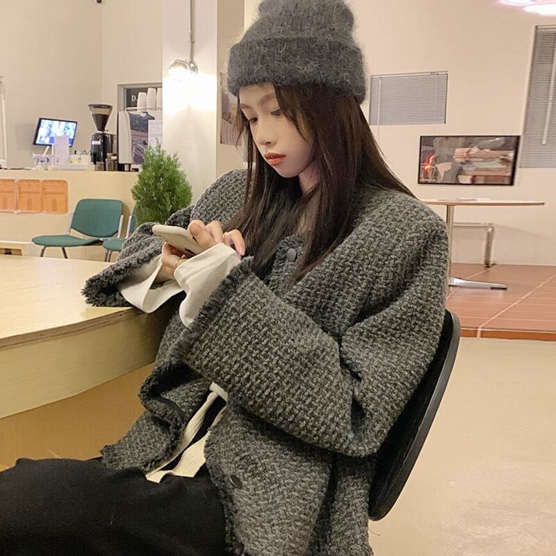 ツィードジャケット オータムウィンターショートトップス 秋物 冬物 スーパーモール80855314662