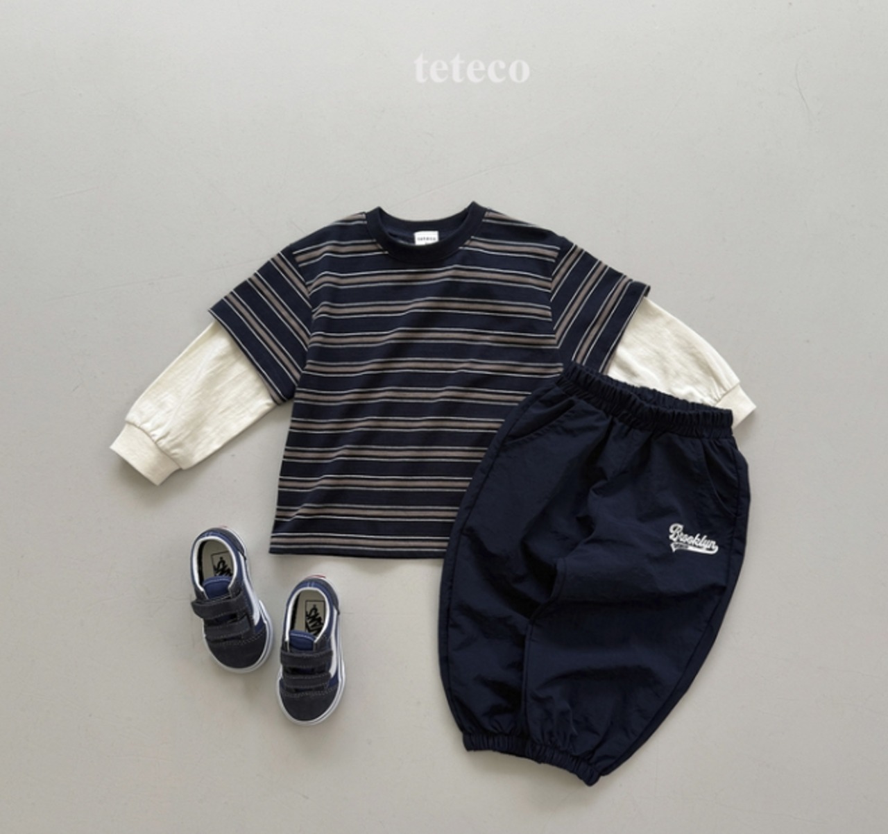 【取寄】teteco ストライプレイヤードTシャツ｜秋服｜韓国子供服｜ 26/AT