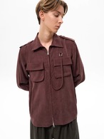 Slight Vogue Matte Cupro Military Zip Shirt