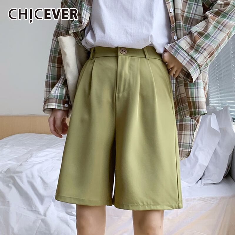 CHICEVERズボン女性ウエストポケットプラスサイズハーフワイドレッグパンツ2020年夏タイド 大きめサイズ サマー 夏物 ワイドパンツ 6base539280166983
