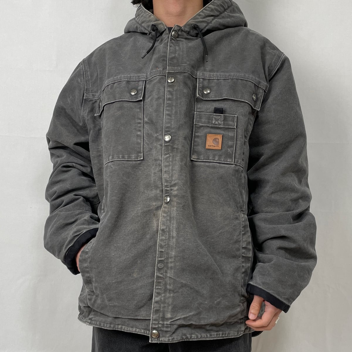 古着 Carhartt ダックジャケット シェルパ サンドストーン フード