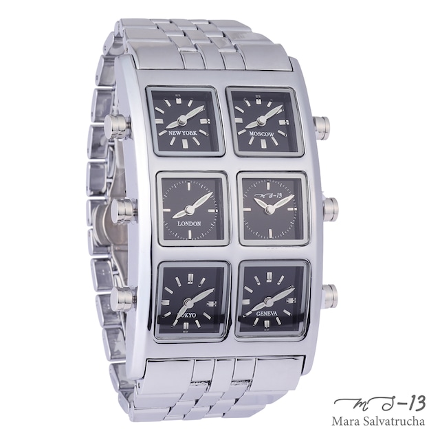 ［世界限定100本］【MS-13】腕時計 6TIME ZONE シックスタイムゾーン （カラー：シルバー×ブラック）