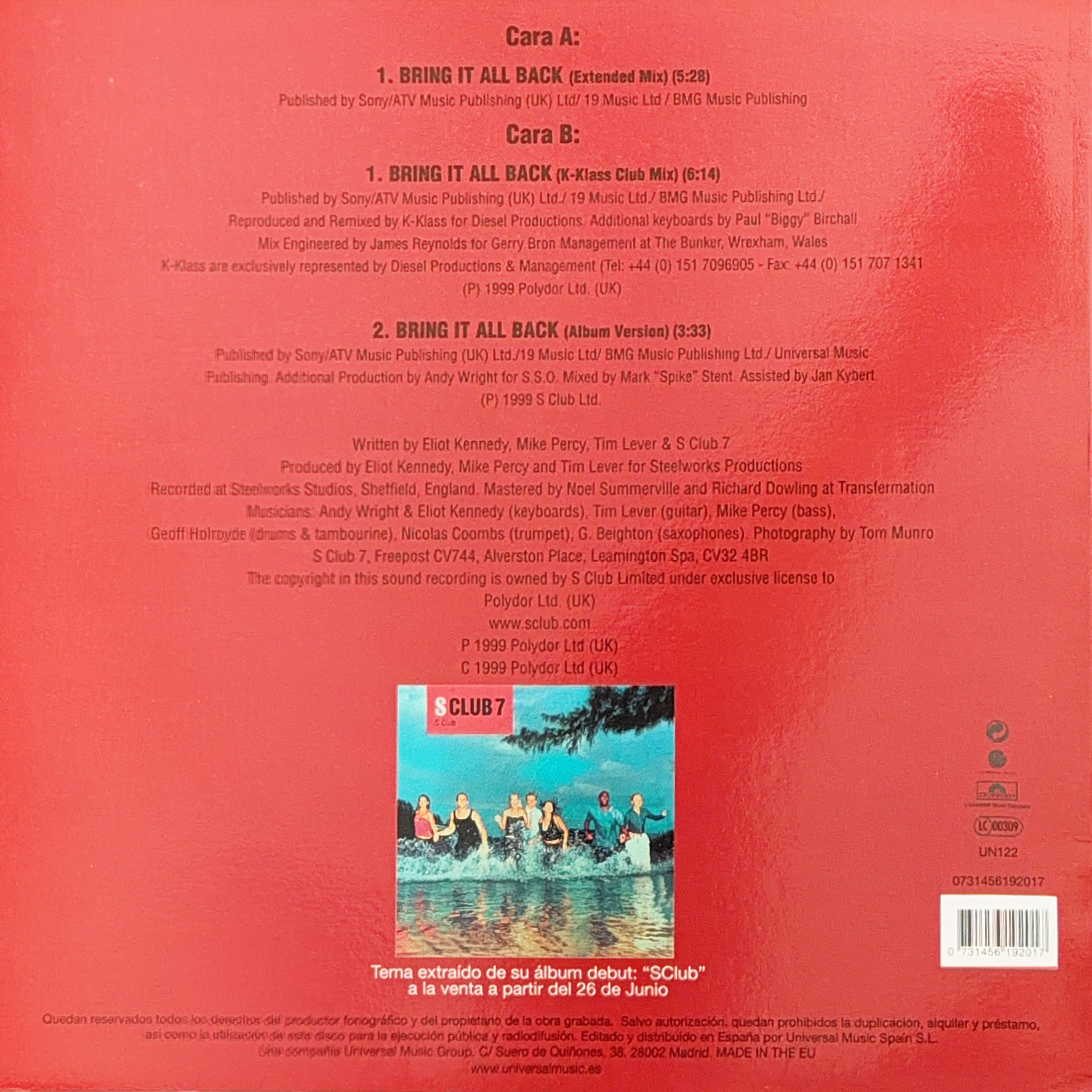 1999] S Club 7 – Bring It All Back [Polydor] | Vehicle Records