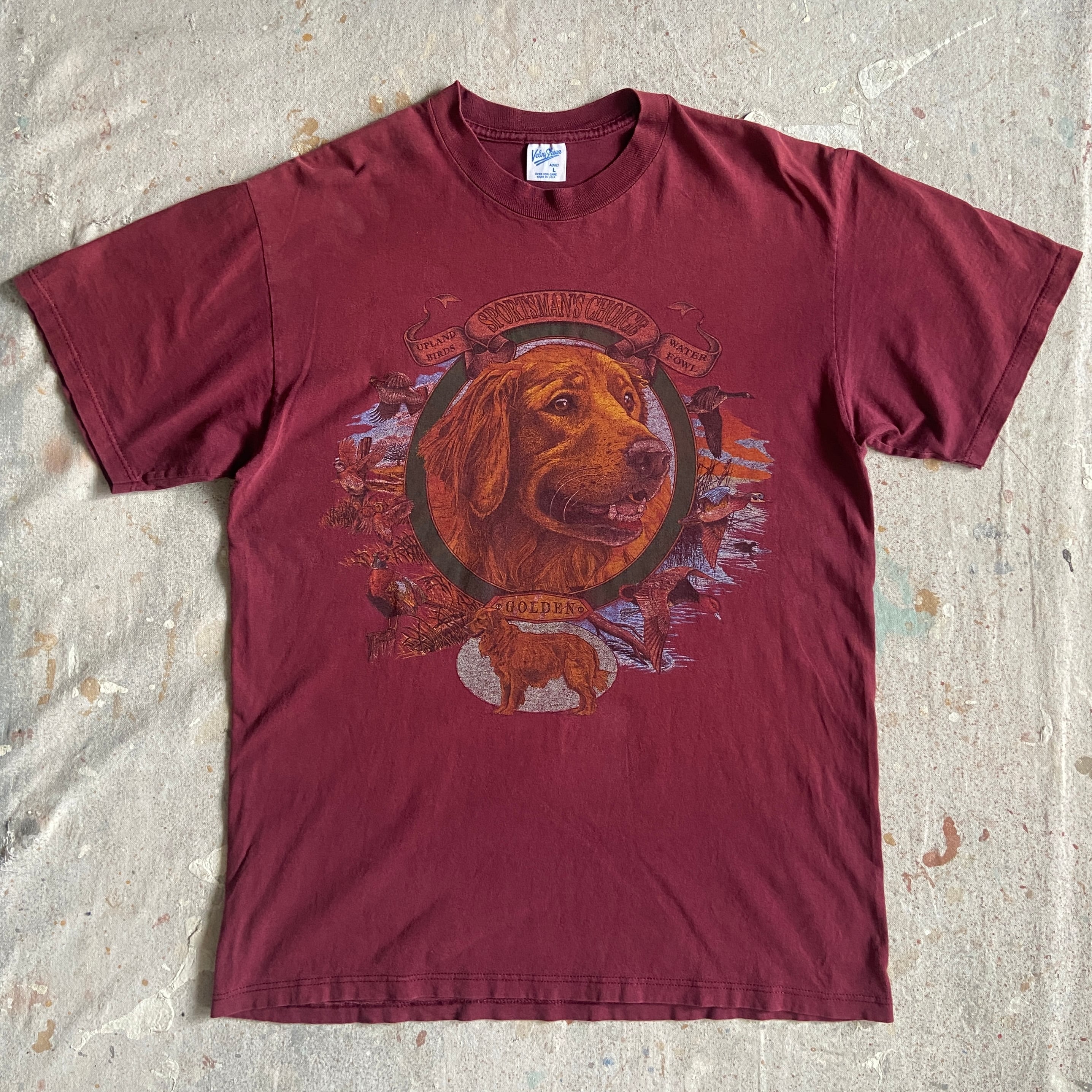 1990s Velva Sheen Golden Dog Tee L Made in USA F810