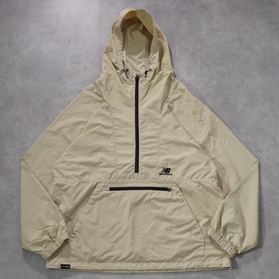 ニューバランス ナイロンジャケット 古着 ハーフジップ L ベージュ 17636