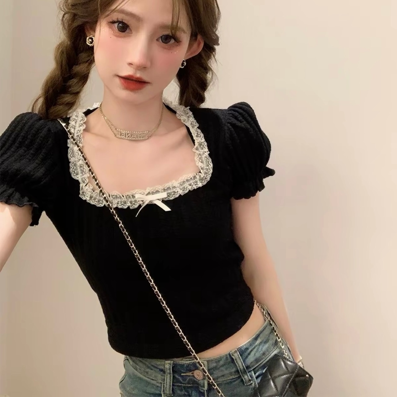 Square-Neck Off-Shoulder Top