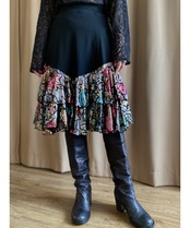 shiny floral frill design skirt-4324-9