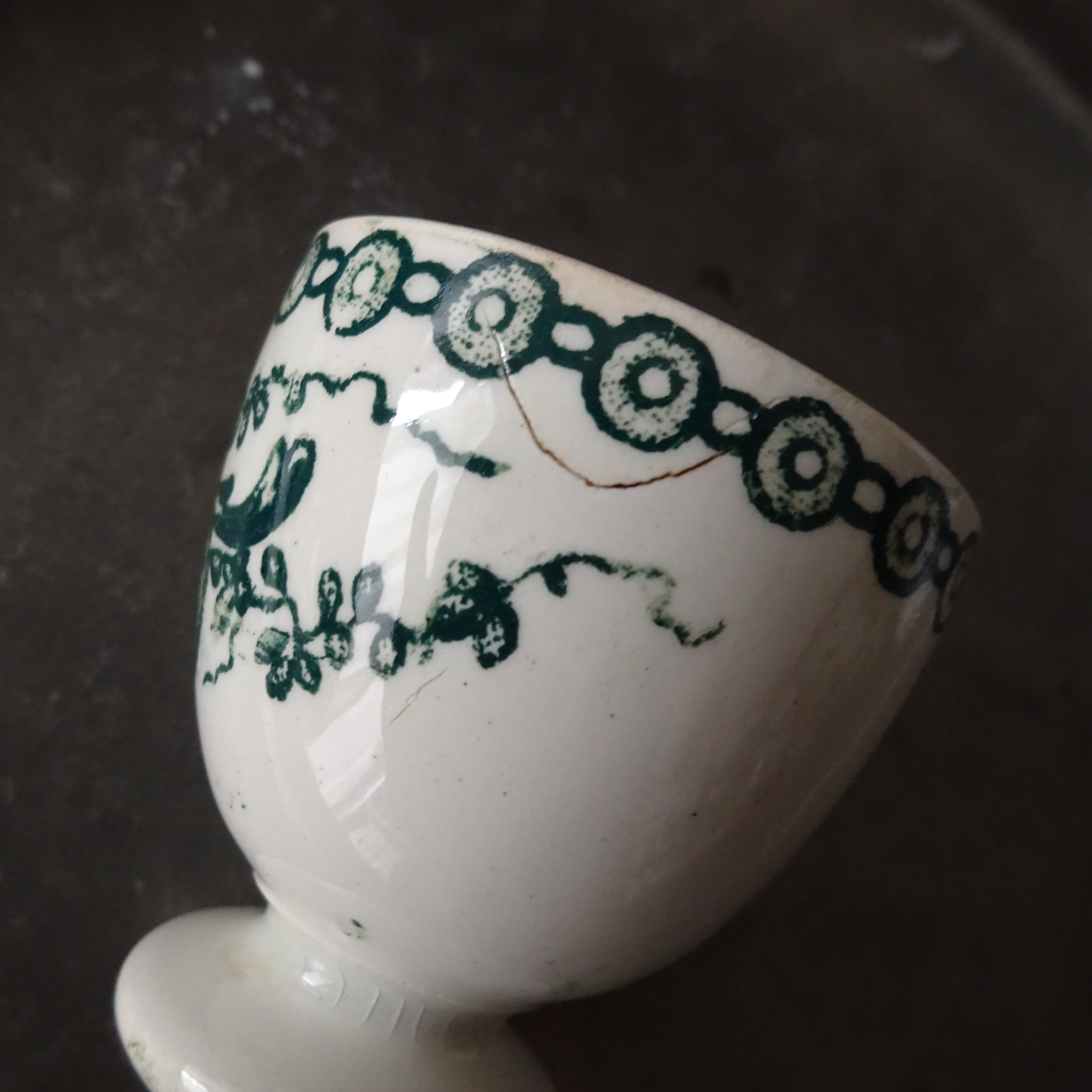 【 Nouveauté 】☆ Coquetier ancien décor《Fleurs et Rocaille》peint à la main 2個セット