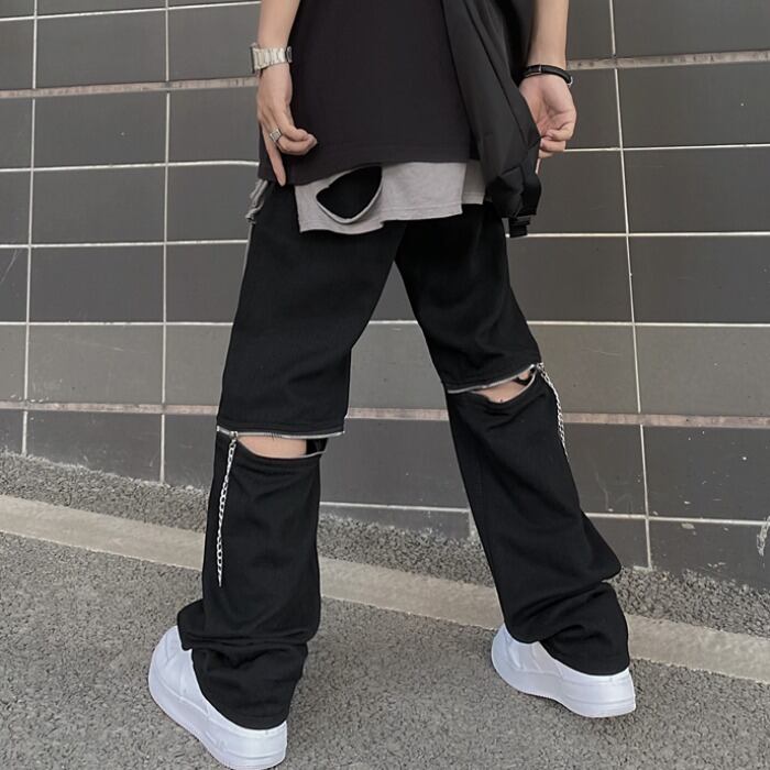 スタイルレディースカジュアルパンツ ダークジッパー ストリート ステッチ ケッペル73181785611