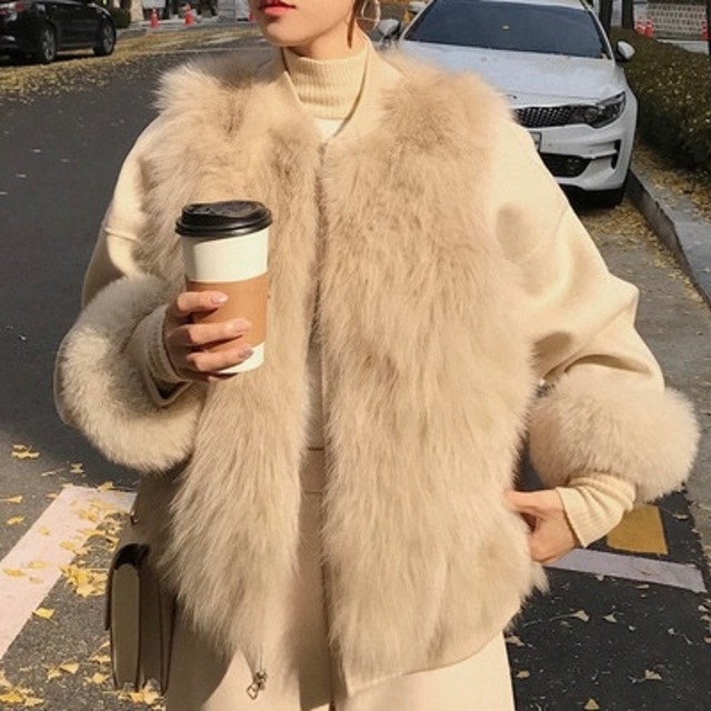 【S~XL,2color】シンプル ファーベスト a037