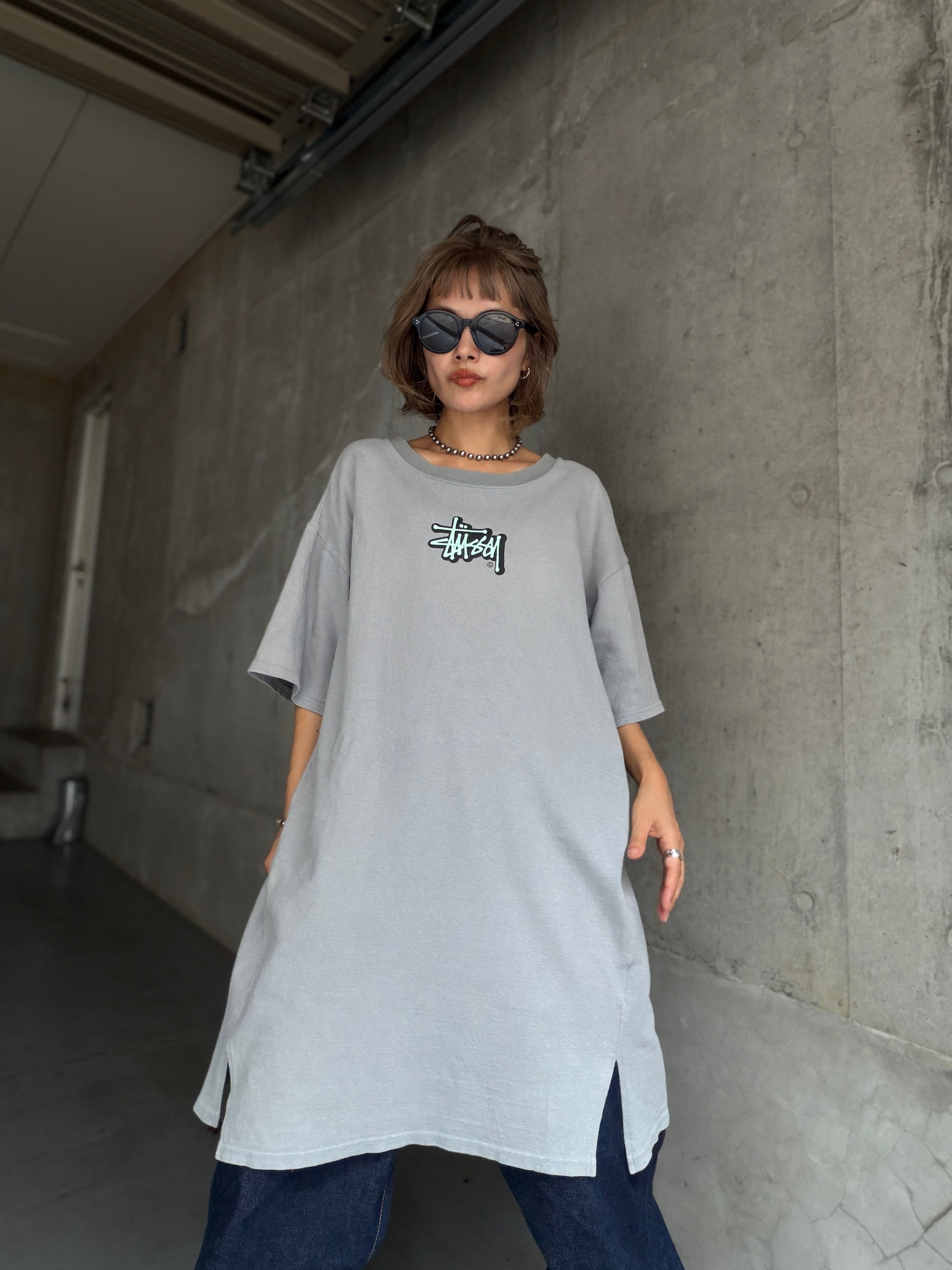 (CS2516)STUSSY long slit logo tee