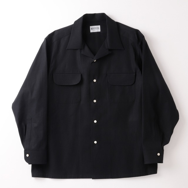 【新品】MINTENS 1960s vintage Black chambray made in OKAYAMA／ 日本製 岡山 ブラックシャンブレー デッドストック生地 コットン オープンカラー シャツ ブラック オリジナルブランド 1960年代シルエット サイズ①