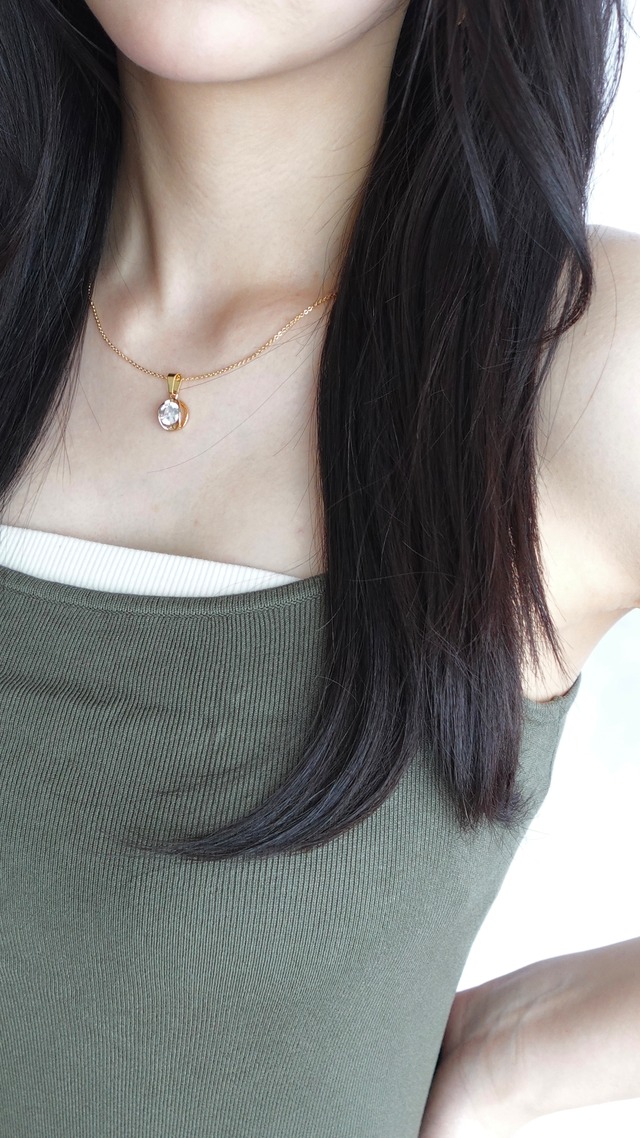 【ラスト　１点】Round Crystal Charmnecklace