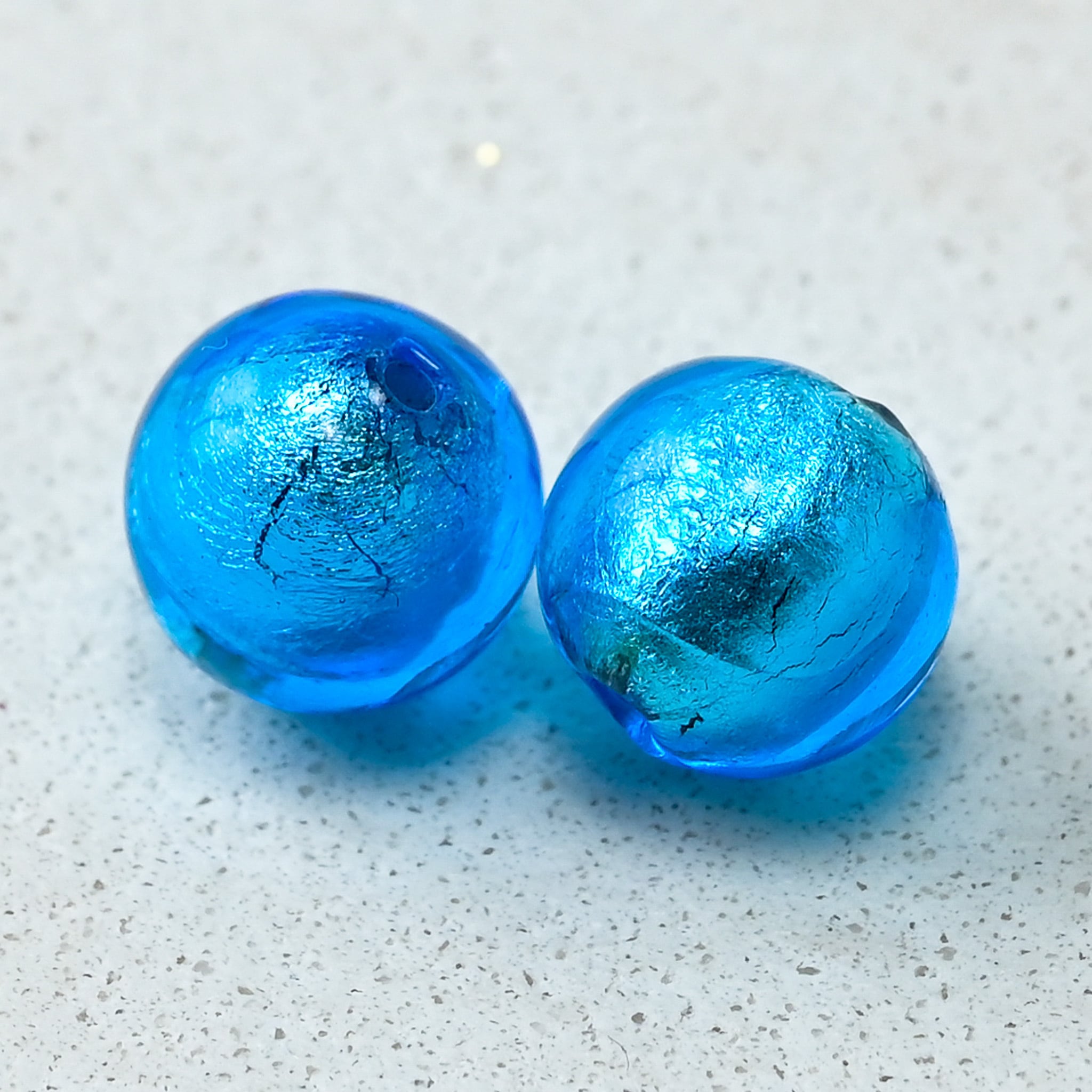 ベネチアンガラスビーズ アクア 8ミリ | チェコガラスボタン専門店