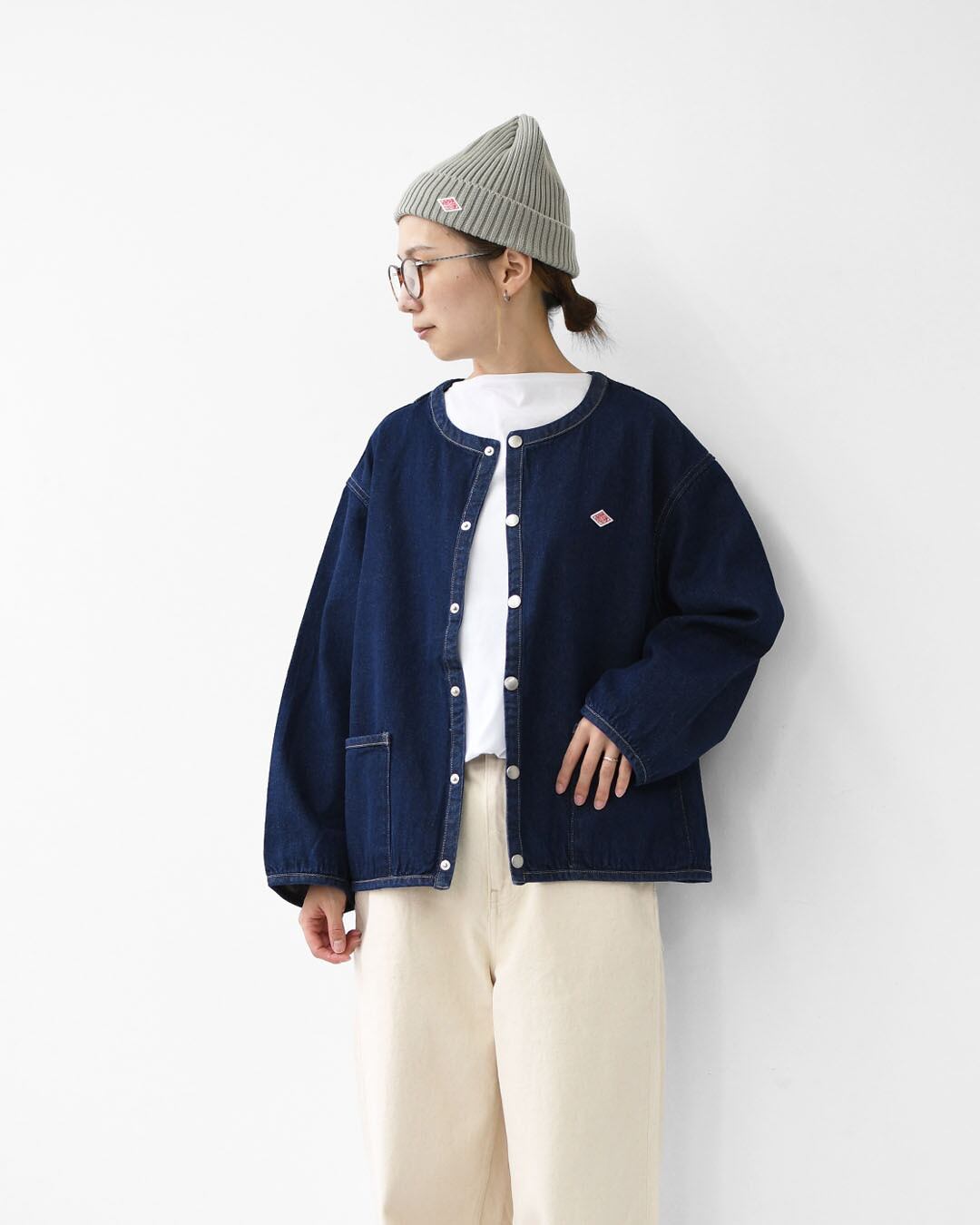 DANTON [ダントン] W DENIM COLLARLESS JACKET [DT-B0397DNS] デニム