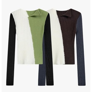 Color Block Pit Strip Short Slim Knit <2colors>