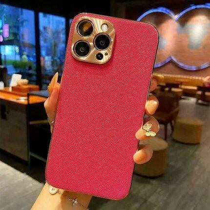 高級感◎レザー調 メタル保護フレーム 新型 iPhone14 カメラレンズ保護 メンズ お揃い スマホケース ND-14784