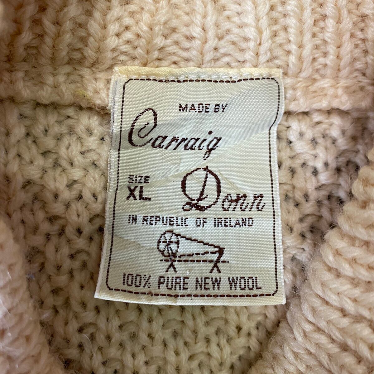 アイルランド製 70〜80年代 CarraIg Donn ケーブル ウールニット  