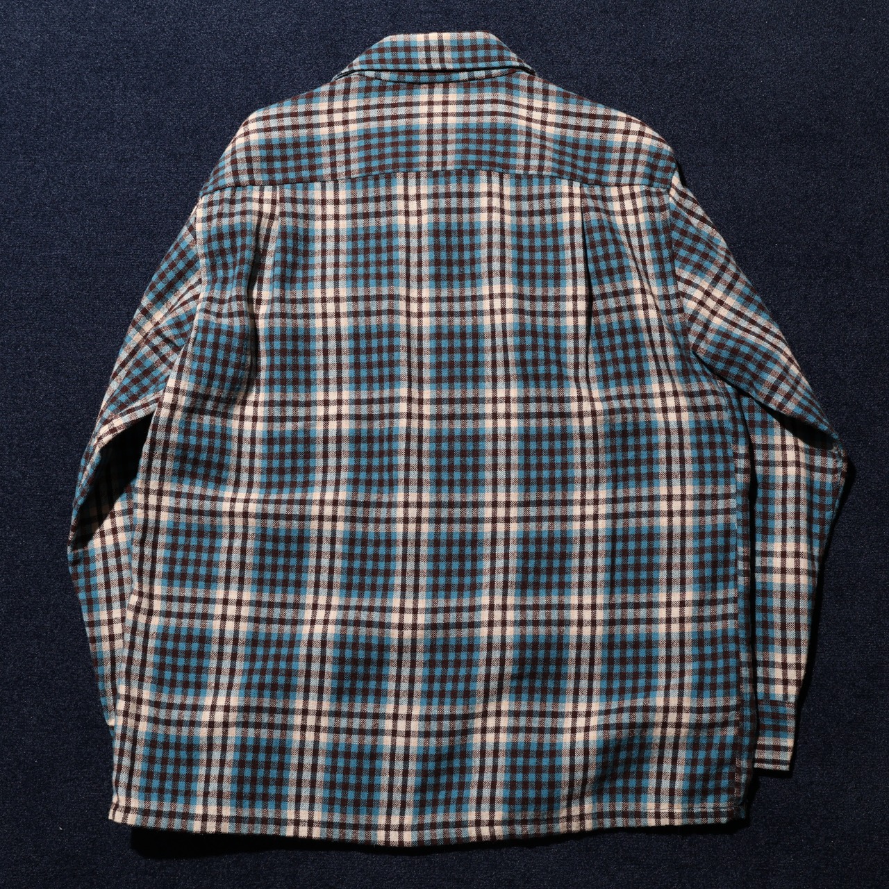 極美品 L 70s 80s JC Penney 長袖 ウールポリチェックシャツ Wool-Poly Plaid Shirt