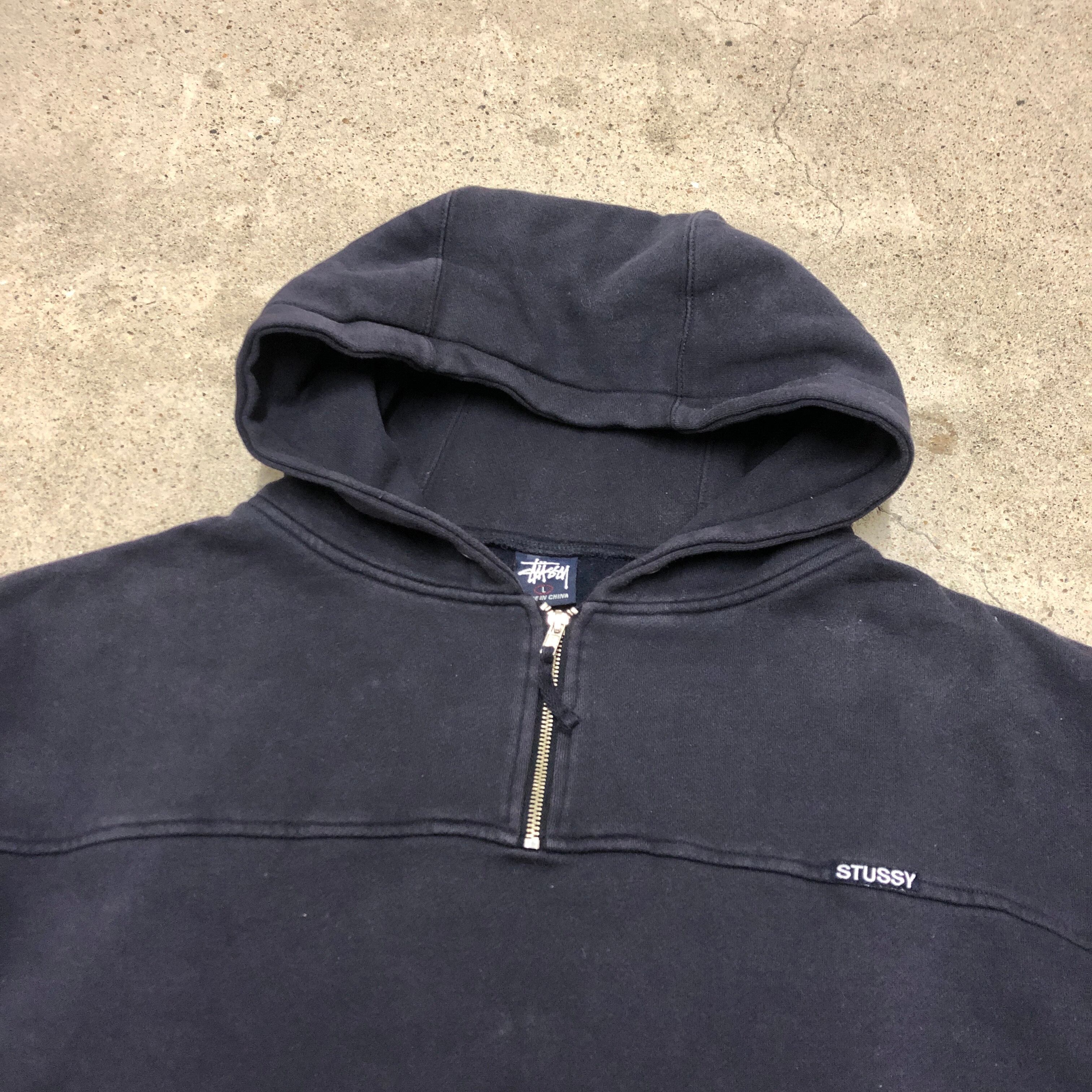 90~00s OLD STUSSY/Half zip Hoodie/China製/紺タグ/L/ハーフ 90~00s OLD STUSSY/Half zip Hoodie/China製/紺タグ/L/ハーフ