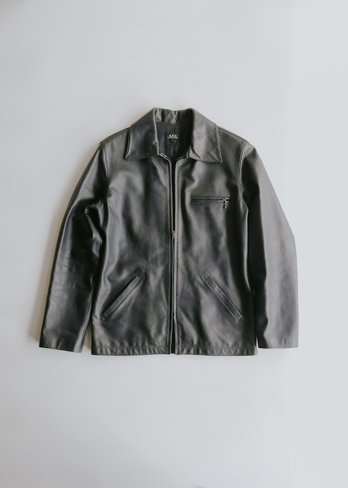 90's A.P.C. zip up cow leather jacket