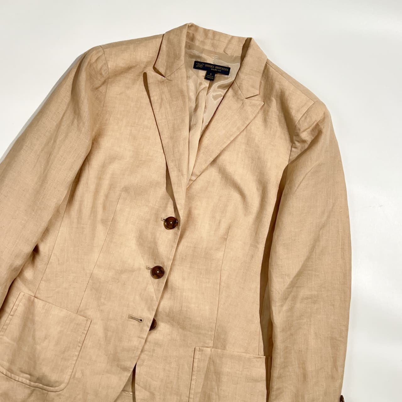 リネン100% Brooks Brothers 346 ブルックスブラザーズ MILANO FIT ジャケット 6/ベージュ系 レディース
