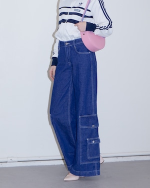 2000s wide leg jeans w/flap pockets hem