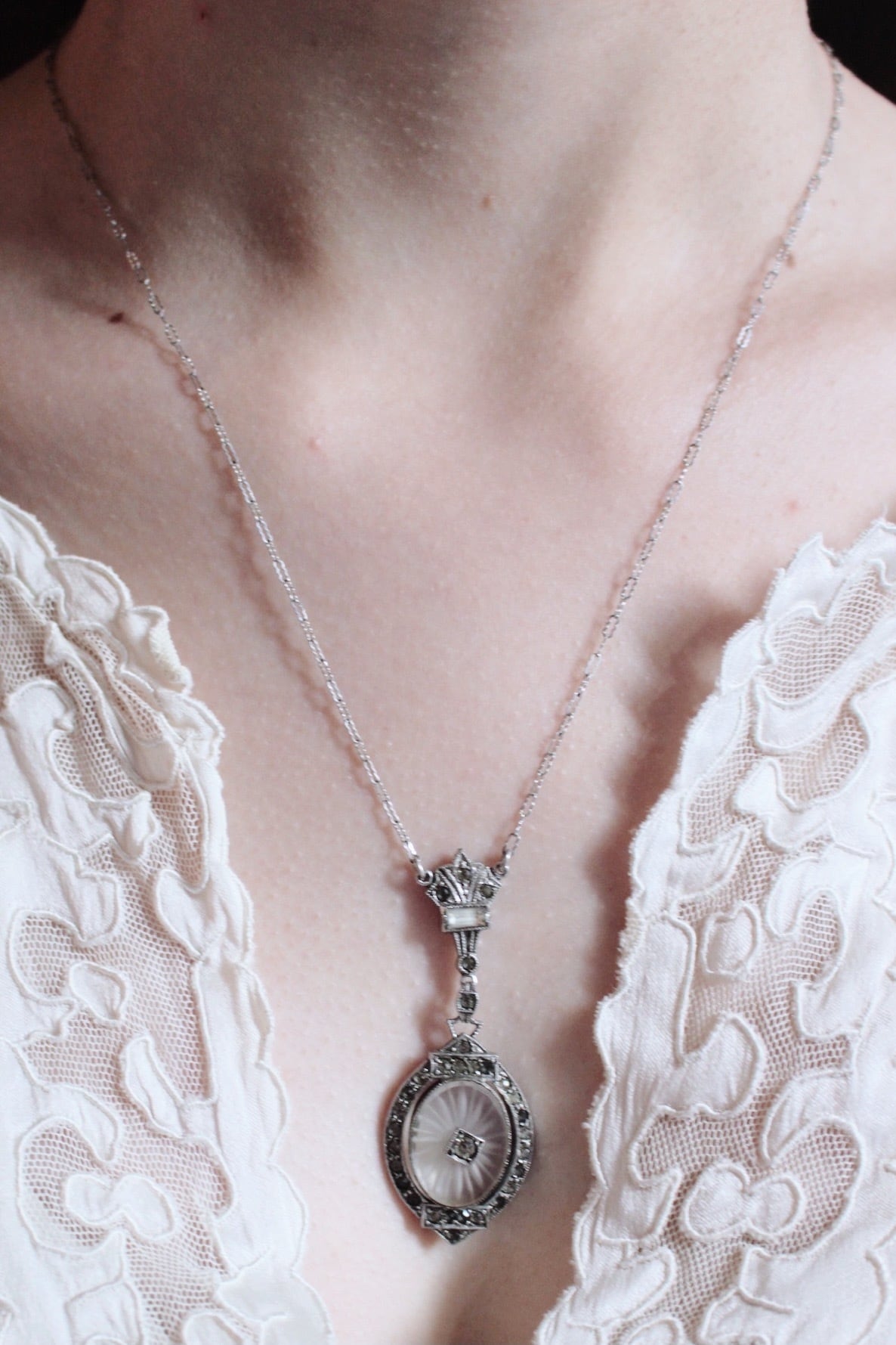 アールデコ カンファーグラスシルバーネックレス 20210510