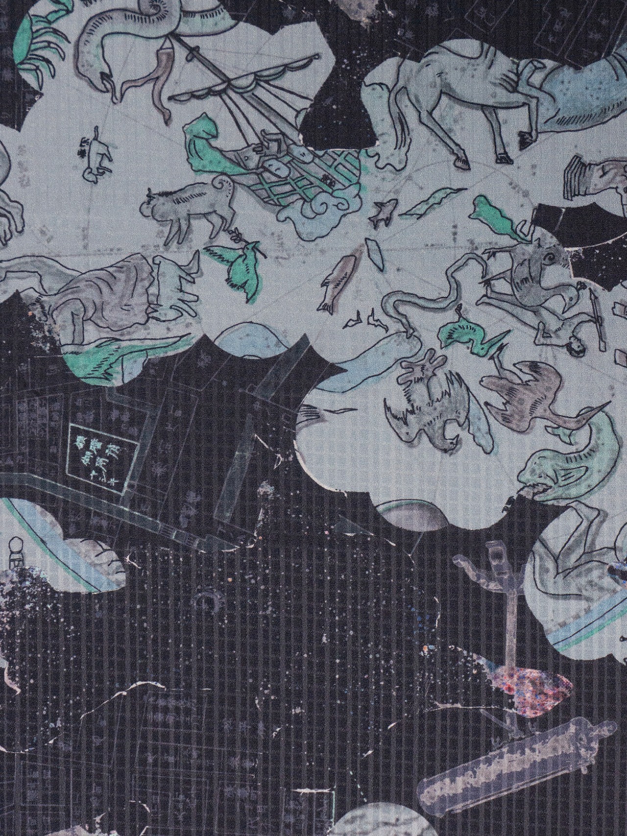 【受注商品】Rumi Rockキモノ「江戸天文学」グレー　[A1778]