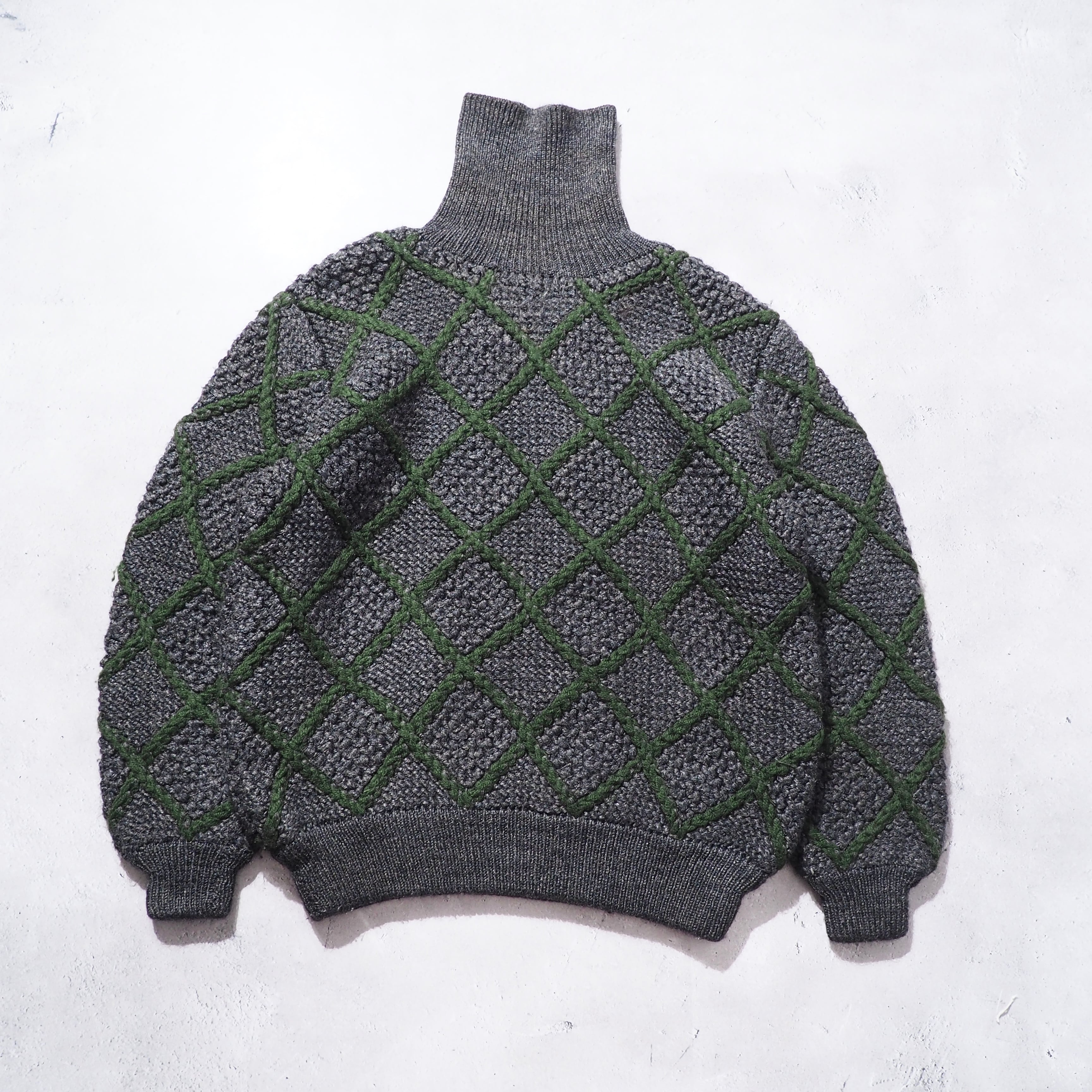 " Lawton " 3D net pattern vintage loose hand knit