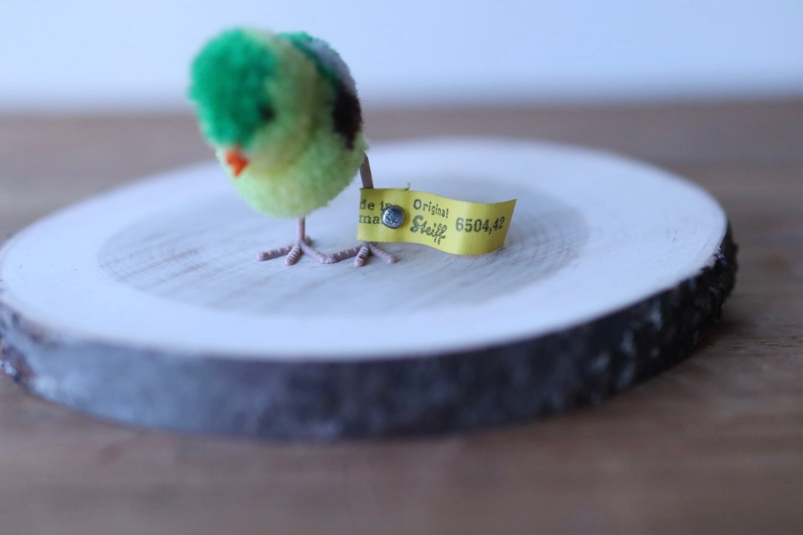 ヴィンテージ シュタイフ ポンポン バード 4㎝(グリーン) Steiff Woolen Bird