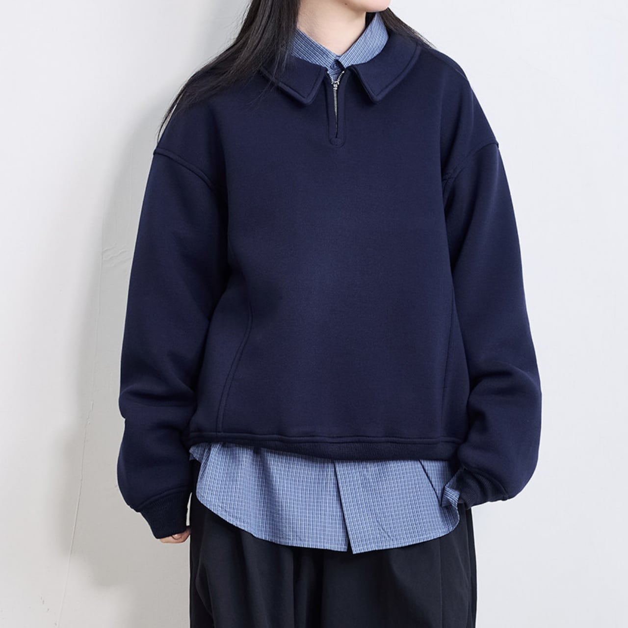 ハーフジップポロカラースウェットシャツ A02029