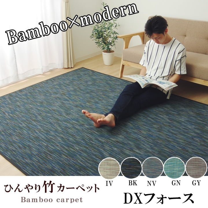 【期間限定10%OFF】ラグ カーペット 無地 シンプル バンブー 竹 『DXフォース』 ブラック 約95×150cm