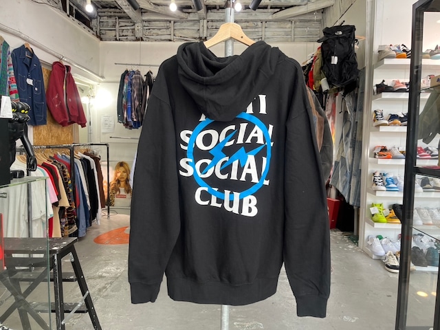 ANTI SOCIAL SOCIAL CLUB x FRAGMENT ASSC BOLT SWEAT HOODIE BLACK/BLUE LARGE 47698