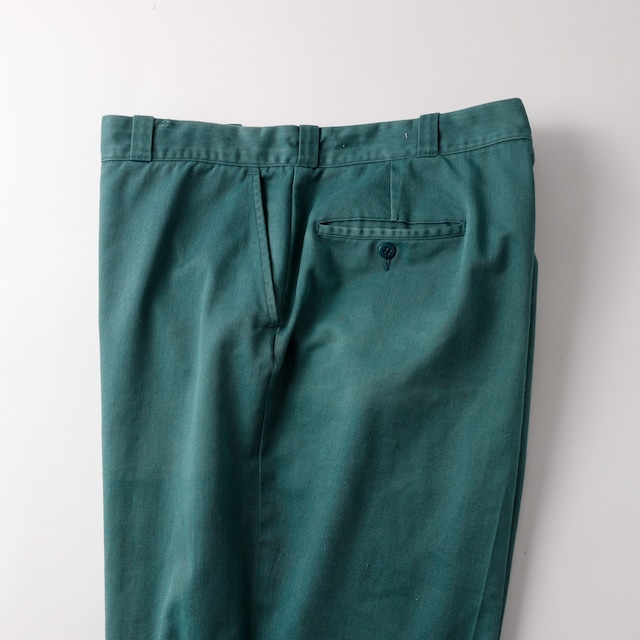 【逸品】60s special vintage work pants "BIG MAC"fade green Made in USA W39 GRIPPER zip／60年代 ヴィンテージ ワークパンツ スラックス トラウザーズ 実寸W39 コットン ポリエステル USA製 フェードグリーン