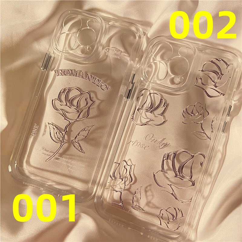 iPhone14 Pro Max 13 12ケース 透明 バラ 花柄 美しい ○薔薇
