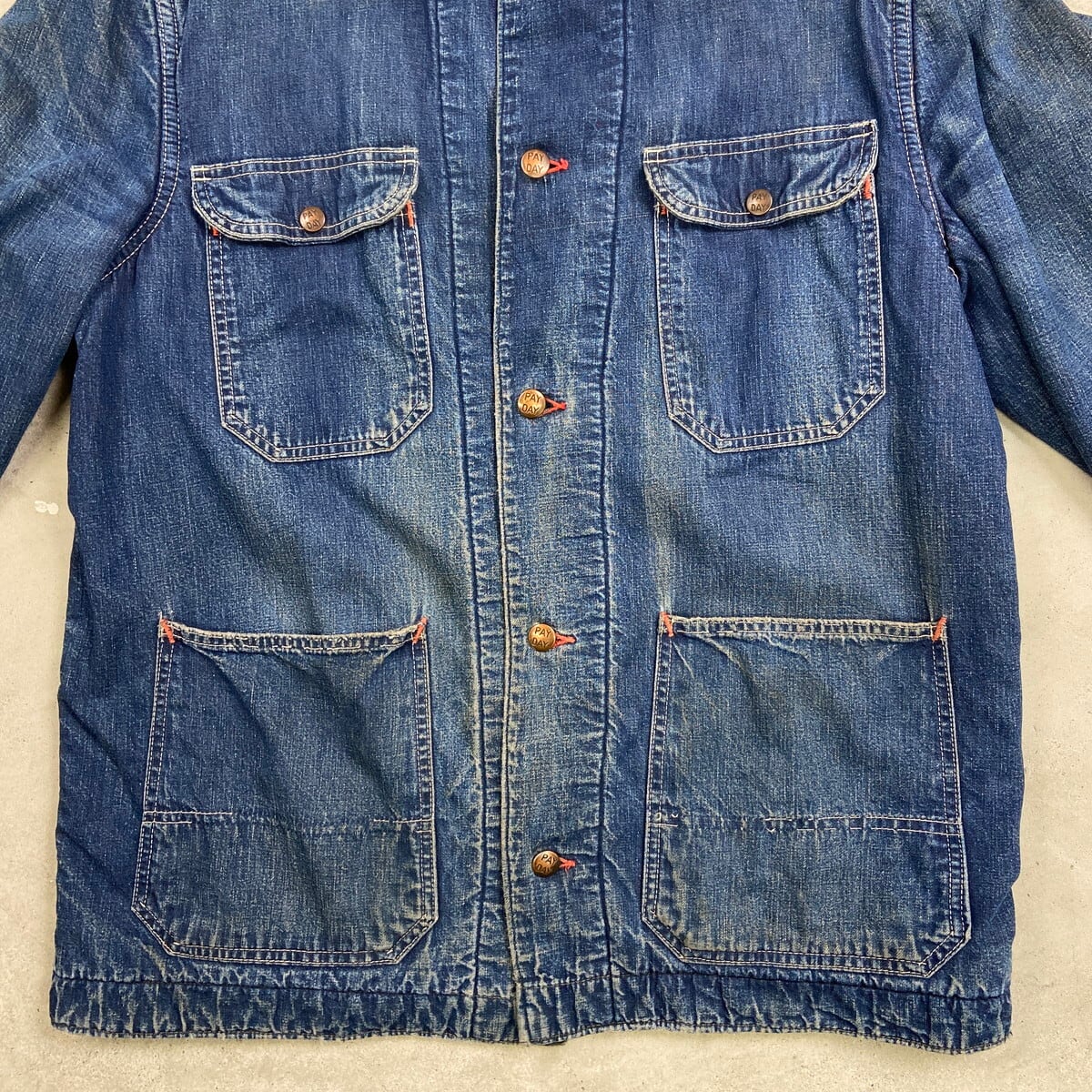 50年代 PAYDAY ペイデイ デニムカバーオール コーデュロイ襟 メンズM~L