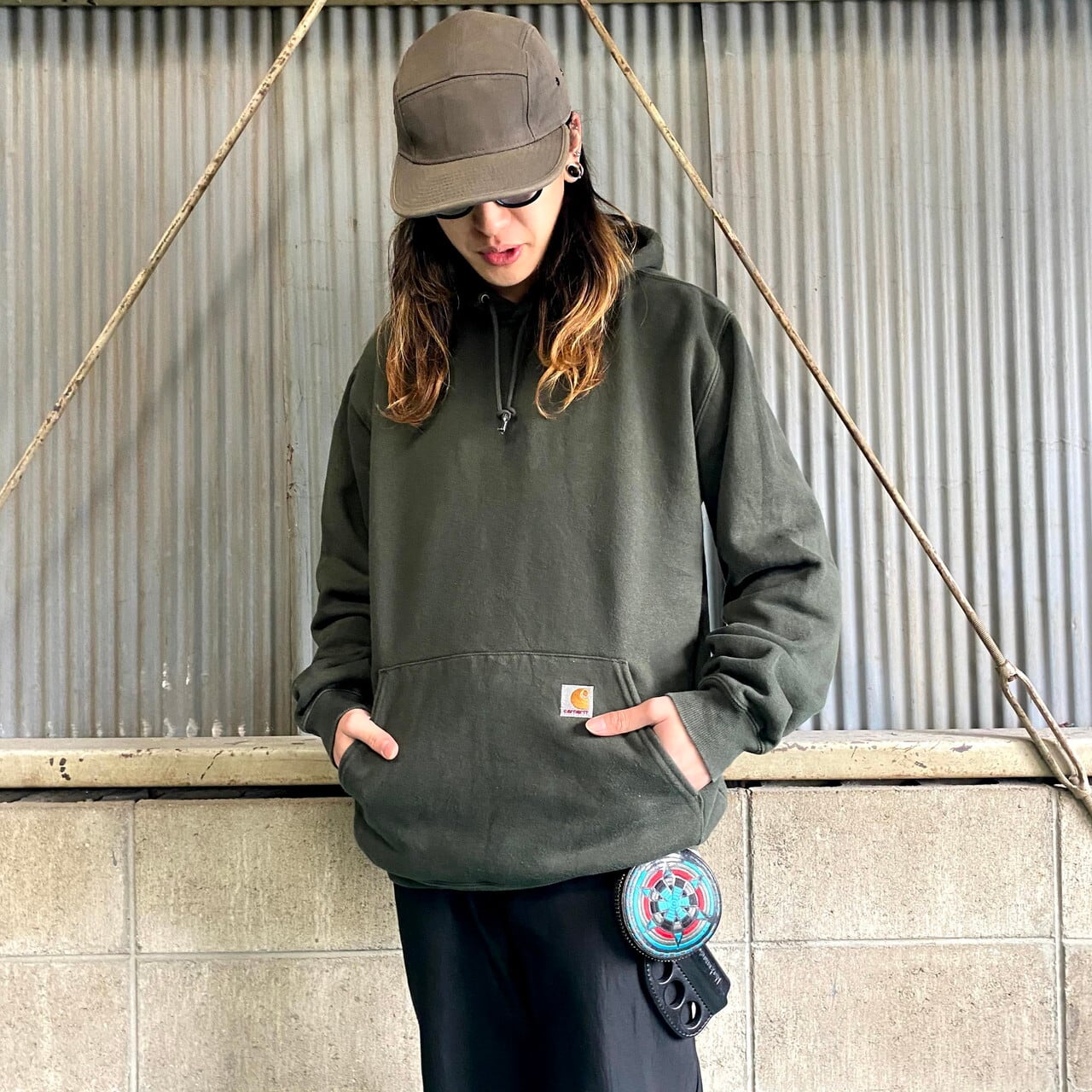 カーハート☆Carhartt ワンポイントロゴプリントロゴパーカー プル